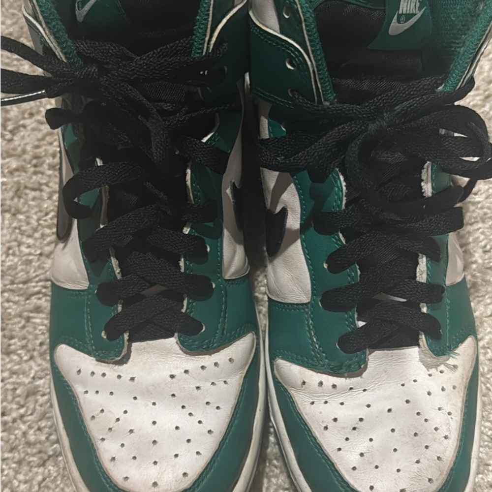 Nike Teal and White High-Top Sneakers